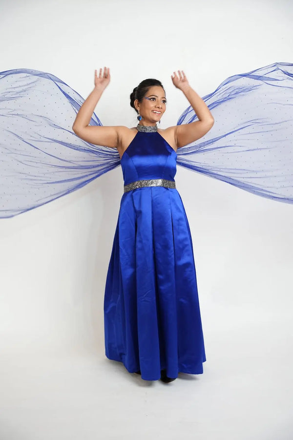 Cape Style Halter Neck Gown Xpressions By Anisha