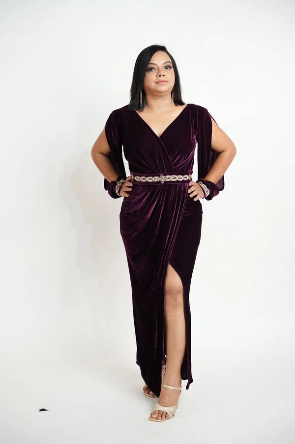 Velvet Gown With Pearl Work Xpressions By Anisha
