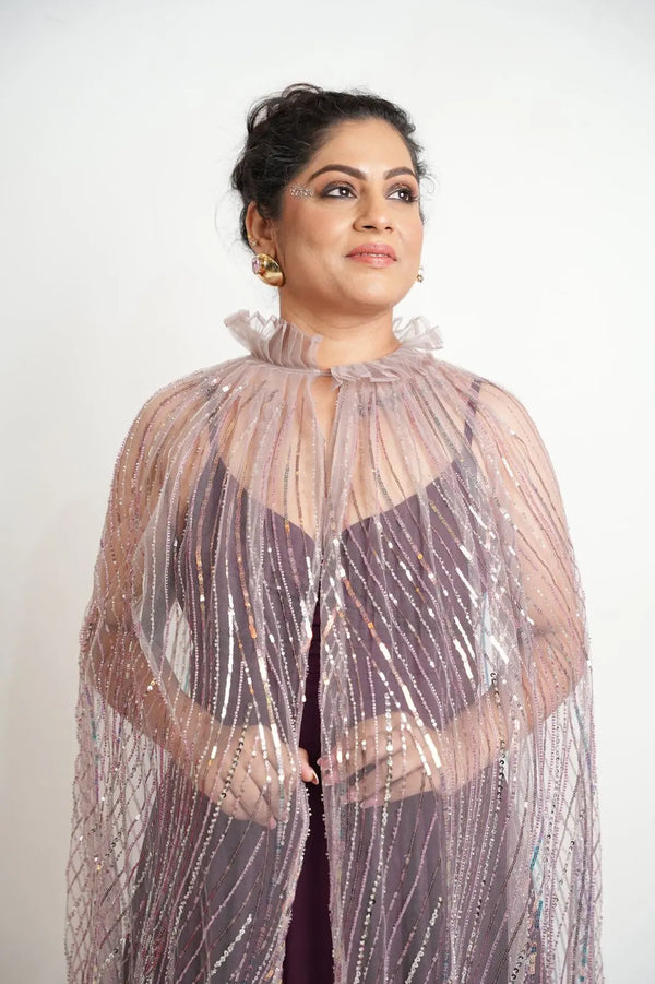 Sleeveless Gown With Cape Xpressions By Anisha