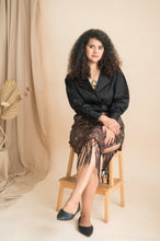 Blazer with tassels lace leopard print skirt - Xpressions By Anisha