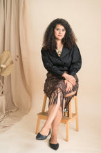 Blazer with tassels lace leopard print skirt - Xpressions By Anisha