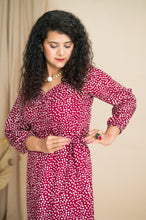 Cute Heart Print Dress With Smoking Effect In Front - Xpressions By Anisha