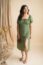 Thigh High Slit Printed Dress With Draw String Pattern Neckline - Xpressions By Anisha