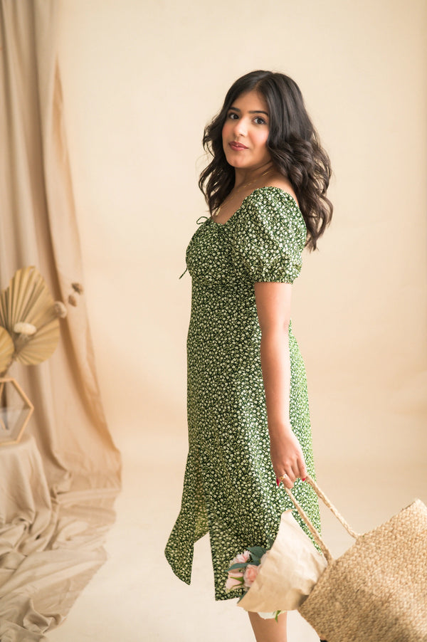 Thigh High Slit Printed Dress 