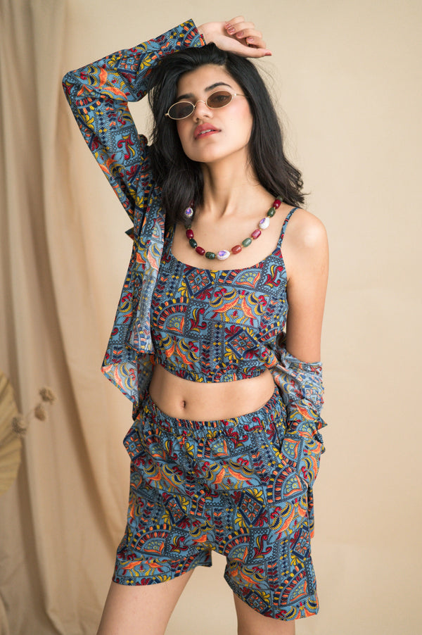 Three Piece Set Of Inner, Hot Shorts & Shirt - Xpressions By Anisha