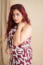 Digital Print One Side Off Dress With Thigh High Slit & Draw String Pattern In Waist - Xpressions By Anisha
