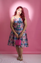 Digital Print Box PLeated Dress With A Bow In Back - Xpressions By Anisha
