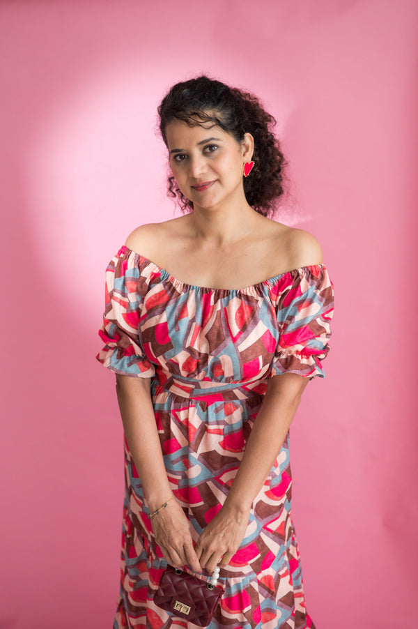 Digital Print Backless Effect Long Maxi Dress - Xpressions By Anisha