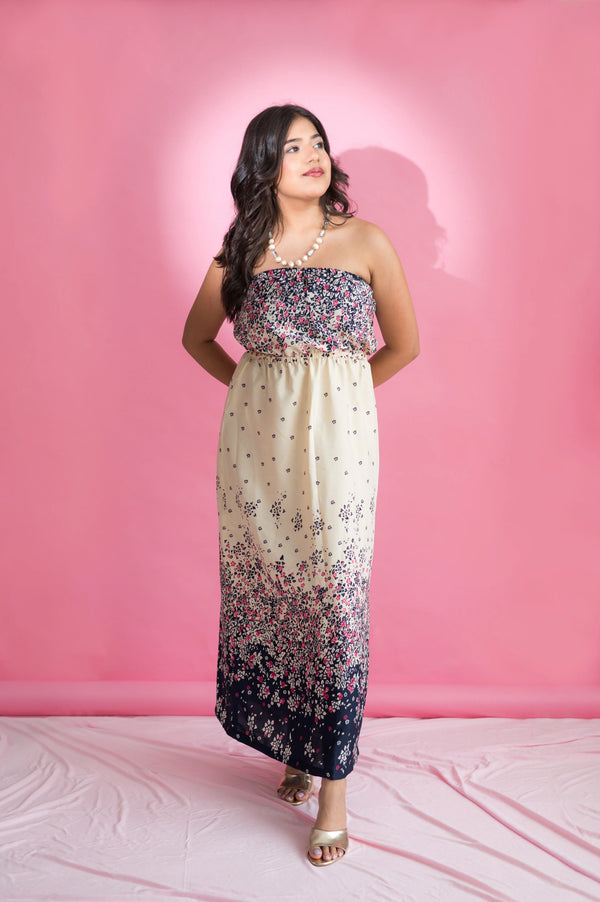 Floral Print Tube Gown - Xpressions By Anisha