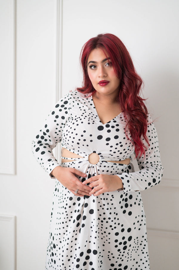 Polka Dots Waist Cut Out Dress - Xpressions By Anisha