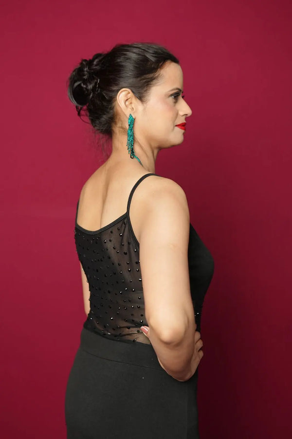 Backless Gown With Embelished Net In Waist Xpressions By Anisha